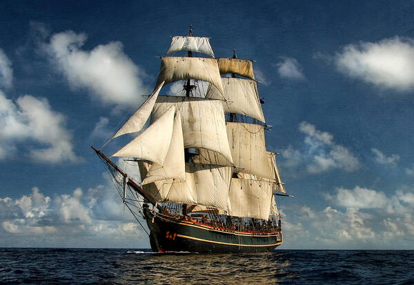 Hms Bounty Poster featuring the digital art Bounty Making Way by Peter Chilelli