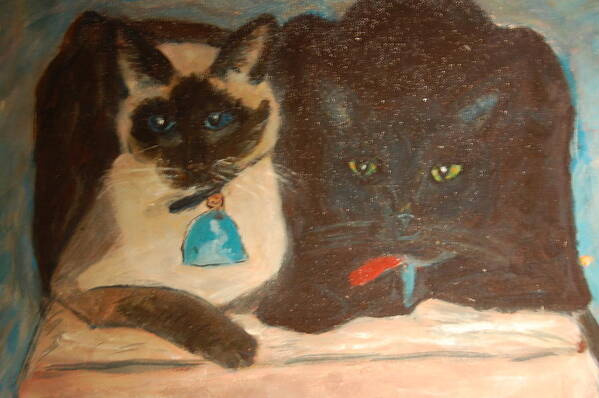 Cat Poster featuring the painting Dos Gatos #2 by Carolyn Donnell