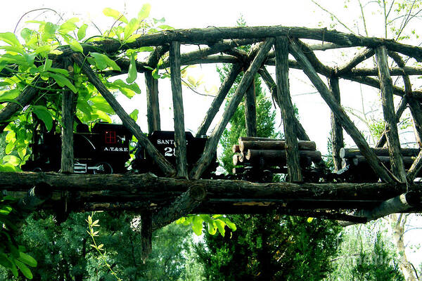 Model Train Poster featuring the photograph Railroad Bridge Among The Trees by Linda Cox