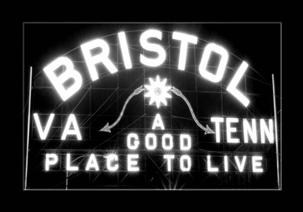 Bristol Poster featuring the photograph Bristol Virginia Tennesse Slogan Sign by Denise Beverly