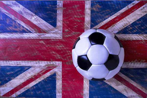 Soccer Ball Poster featuring the photograph British Flag and Soccer Ball by Garry Gay