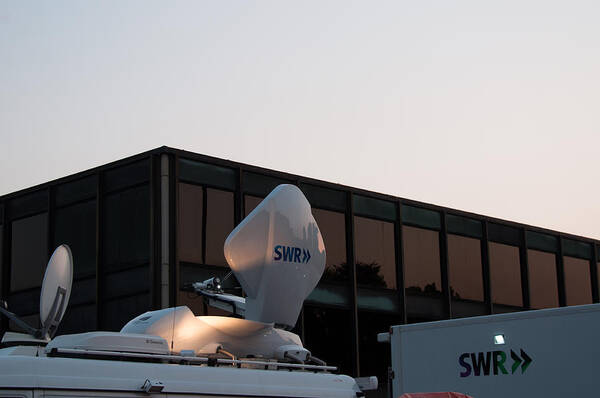 Swr Poster featuring the photograph Broadcast Truck of SWR in Stuttgart - Germany by Frank Gaertner