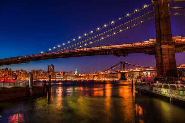 Brooklyn Bridge Poster featuring the photograph Brooklyn Bridge at Night by Chris McKenna