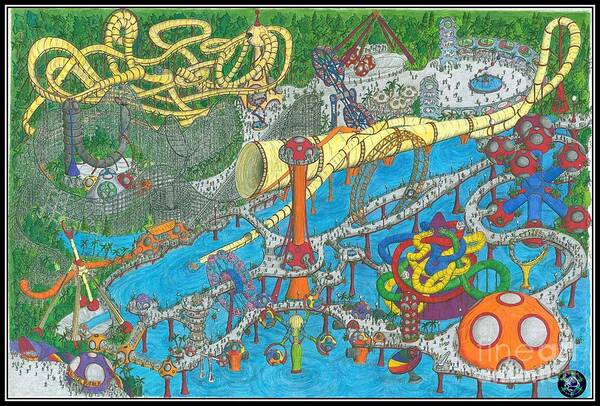 Amusement Park Poster featuring the drawing Bubble Park by Radical Bubble Studios