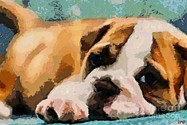 Bulldog Poster featuring the painting Bulldog Puppy by Dragica Micki Fortuna