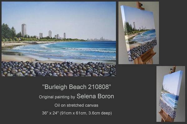 Seascape Poster featuring the painting Burleigh Beach 210808 by Selena Boron