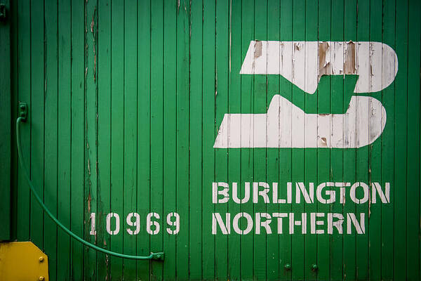 Green Poster featuring the photograph Burlington Northern Logo by Paul Freidlund