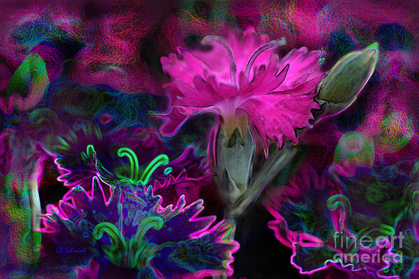 Butterfly Garden Poster featuring the digital art Butterfly Garden 08 - Carnations by E B Schmidt