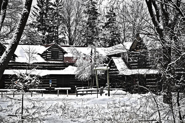Log Cabin Poster featuring the photograph Cabin in the woods by Deborah Klubertanz