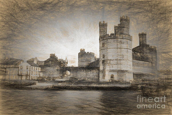 Caernarfon Castle Poster featuring the digital art Caernarfon Castle by Ann Garrett