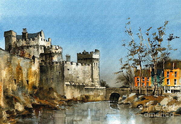 Val Byrne Poster featuring the painting Cahir Castle Tipperary by Val Byrne