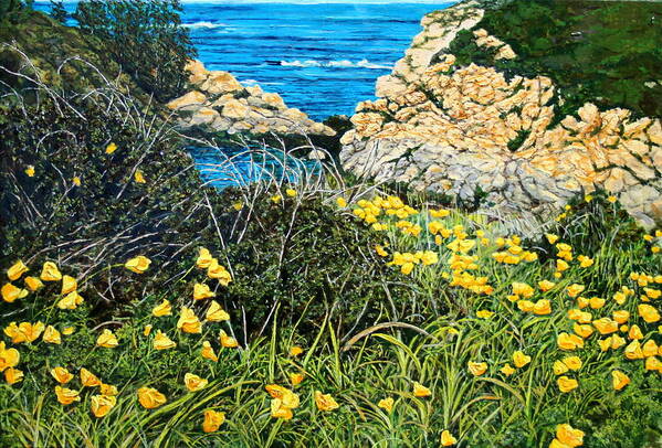 Flowers Poster featuring the painting California Poppies by Thomas Akers