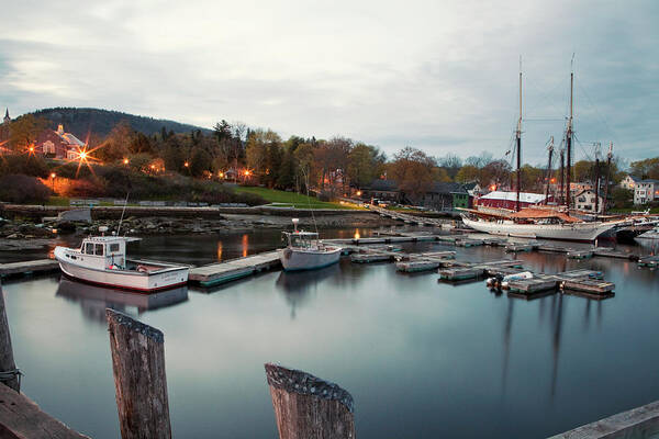 Camden Poster featuring the photograph Camden Harbor, Maine At Twighlight by Chris Bennett