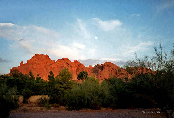 Camelback Poster featuring the photograph Camelback Mountain and Moon by Connie Fox