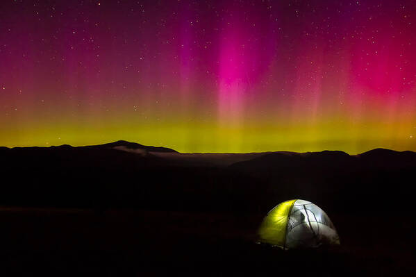 Mount Washington Poster featuring the photograph Camping Under Aurora Skies by Jeff Sinon