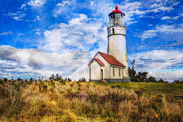 Clouds Poster featuring the photograph Cape Blanco Lighthouse by Debra and Dave Vanderlaan