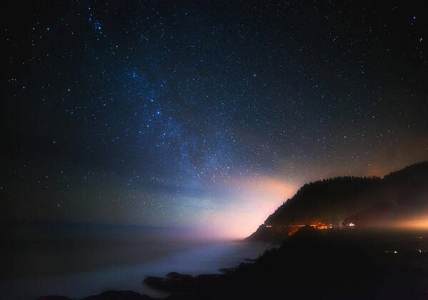 Night Poster featuring the photograph Cape Perpetua Celestial Skies by Darren White