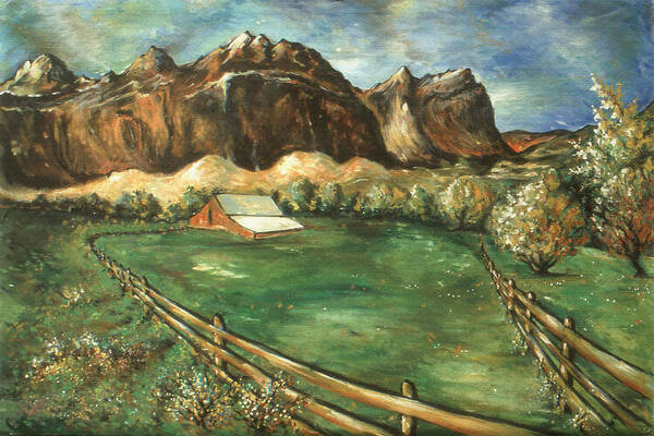 Landscape Poster featuring the painting Capitol Reef Utah - Landscape Art Painting by Peter Potter