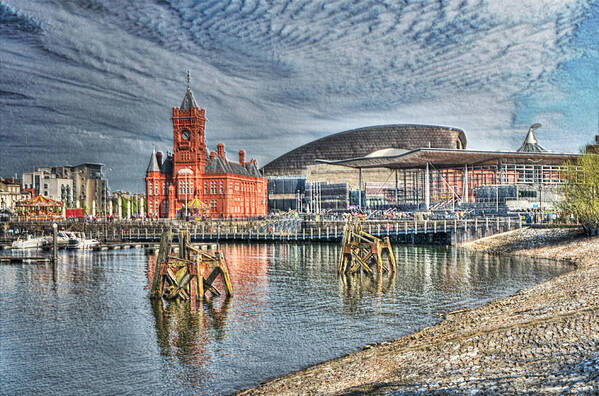 Cardiff Bay Poster featuring the photograph Cardiff Bay Textured by Steve Purnell