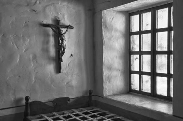 Carmel Poster featuring the photograph Carmel Mission 4 BW by Ron White