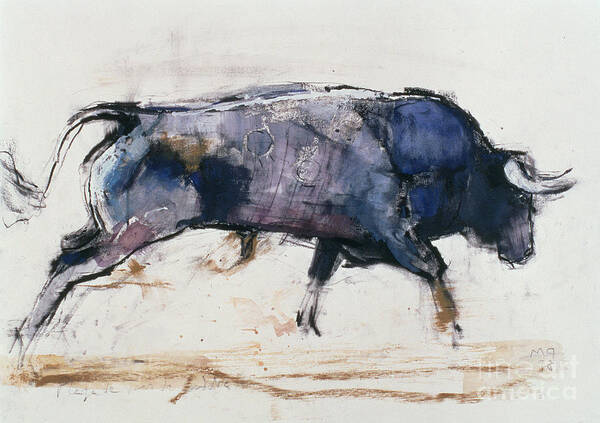 Bull Poster featuring the painting Charging Bull by Mark Adlington