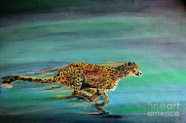 Cheetah Poster featuring the painting Cheetah Run by Nick Gustafson