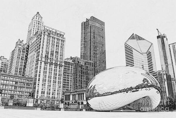 Chicago Bean Poster featuring the digital art Chicago Bean Millennuim Par by Dejan Jovanovic