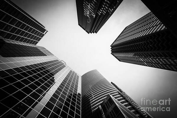 America Poster featuring the photograph Chicago Buildings in Black and White by Paul Velgos