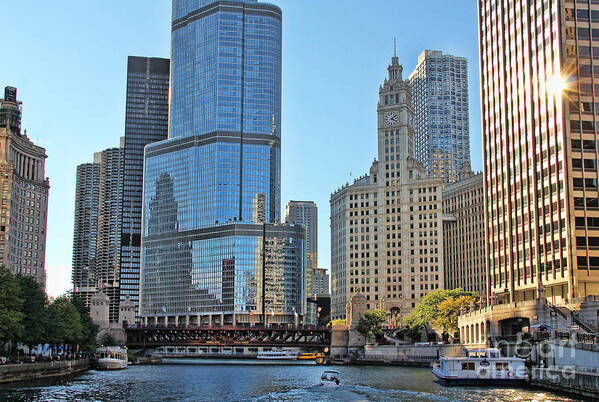 Chicago Poster featuring the photograph Chicago River Reflections 9594 by Jack Schultz
