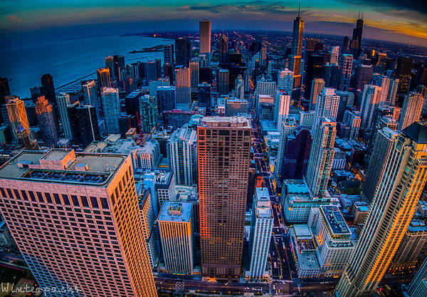 Chicago Poster featuring the photograph Chicago Sunset Glow by Raf Winterpacht