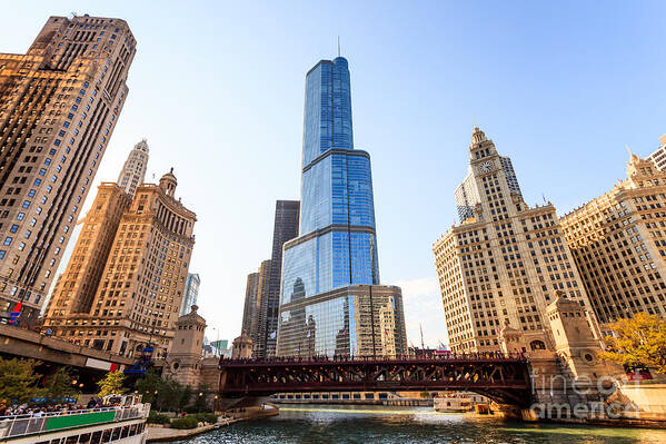America Poster featuring the photograph Chicago Trump Tower At Michigan Avenue Bridge by Paul Velgos