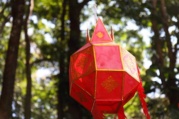Chiang Poster featuring the photograph Chinese Lanterns - Wat Phrathat Doi Suthep - Chiang Mai Thailand - 01137 by DC Photographer