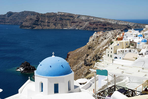 Scenics Poster featuring the photograph Church In Santorini, Greece by Flory