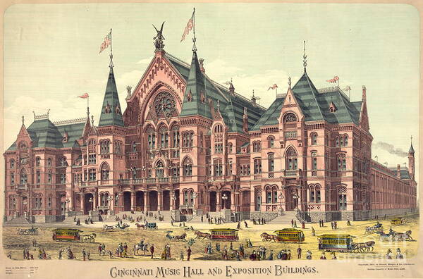 Cincinnati Music Hall 1879 Poster featuring the photograph Cincinnati Music Hall 1879 by Padre Art