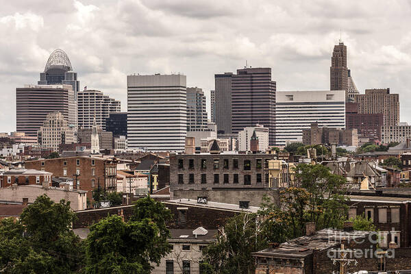 America Poster featuring the photograph Cincinnati Skyline Old and New Buildings by Paul Velgos