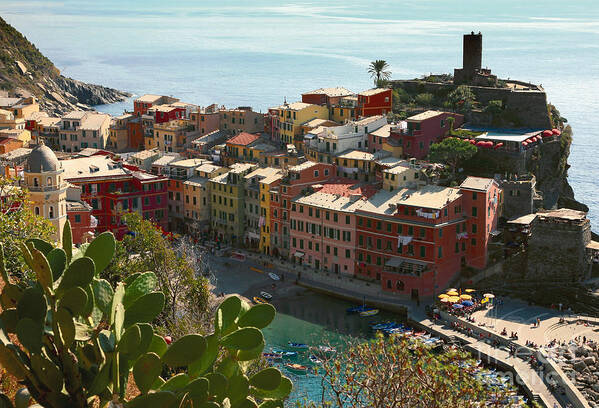 Coloured Photo Of Vernazza Poster featuring the photograph Cinque Terra Vernazza by Kate McKenna