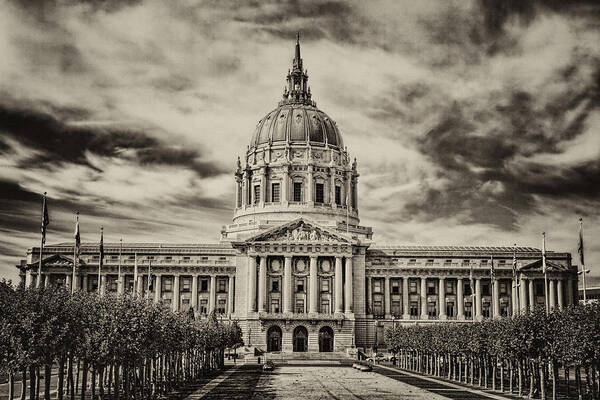 San Francisco Poster featuring the photograph City Hall Antiqued Print by Diana Powell