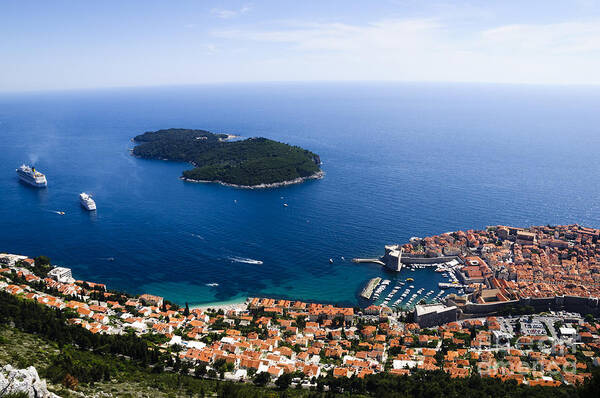 Adriatic Sea Poster featuring the photograph City of Dubrovnik and Lokrum Island Croatia by Oscar Gutierrez