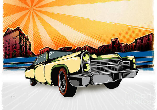 Car Poster featuring the digital art Classic Cars 10 by Peter Awax