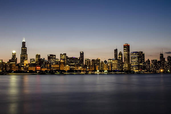 Chicago Skyline Poster featuring the photograph Classic Chicago skyline at dusk by Sven Brogren