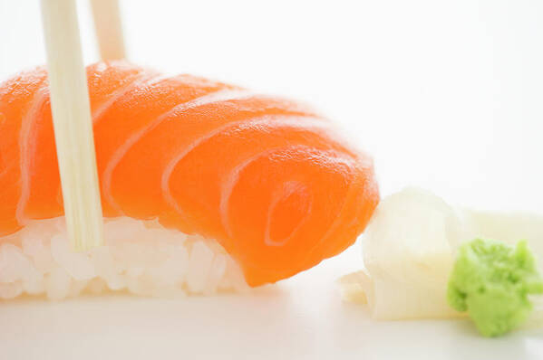 Close-up Poster featuring the photograph Close Up Of Salmon Meat And Rice by Jamie Grill