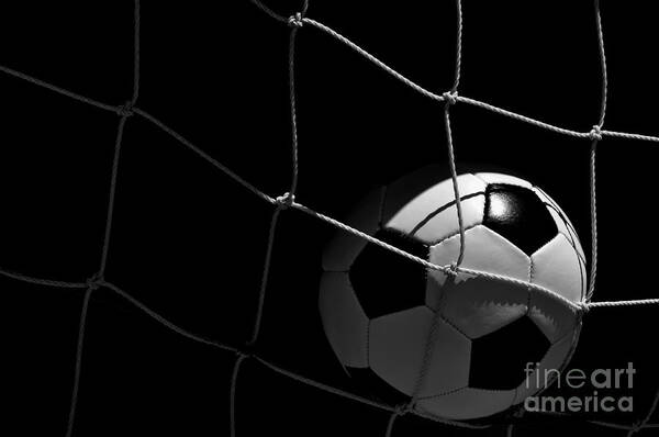 Ball Poster featuring the photograph Closeup of Soccer Ball in Goal by Danny Hooks