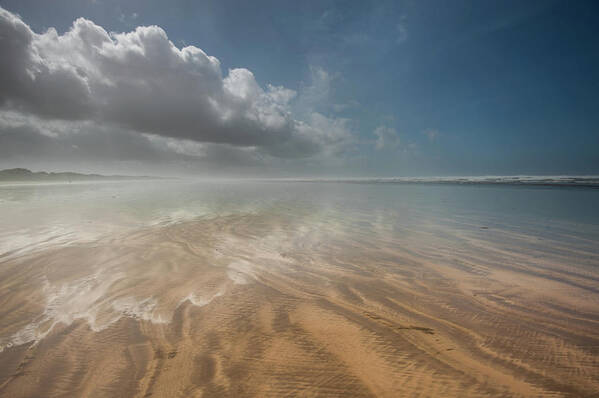 Water's Edge Poster featuring the photograph Cloud Reflections On Wet Sandy Beach by Janet Miles