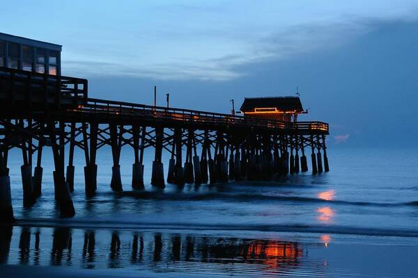 Pier Poster featuring the photograph Cocoa Beach Pier at twilight by Bradford Martin