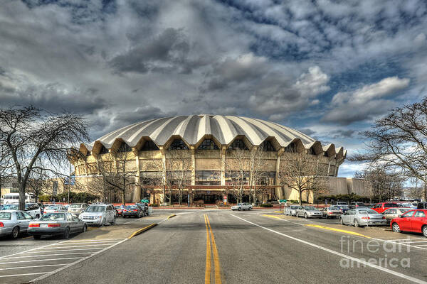 The Wvu Coliseum Is A 14 Poster featuring the photograph Coliseum daylight HDR by Dan Friend