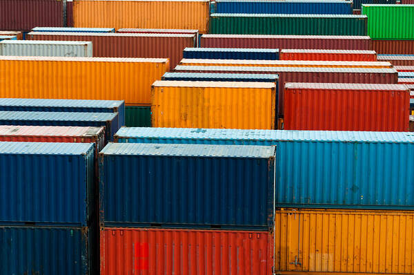 Cargo Poster featuring the photograph Colorful Freight Containers by Frank Gaertner