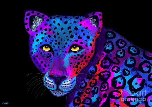 Jaguar Poster featuring the painting Colorful Jaguar by Nick Gustafson