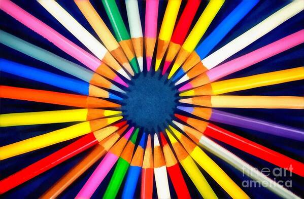 Pencil Poster featuring the painting Colorful pencils by George Atsametakis