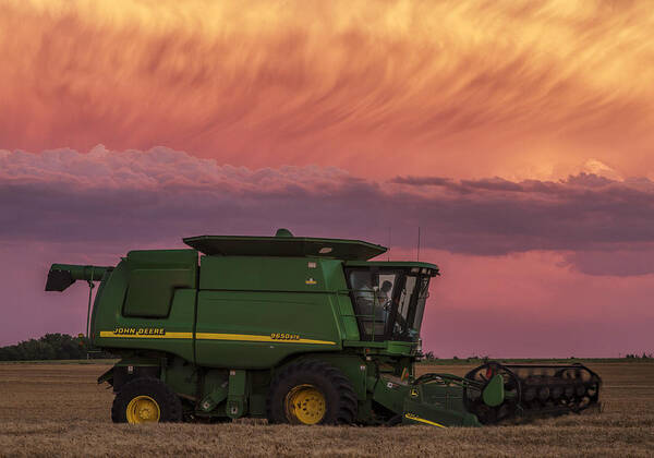 Kansas Poster featuring the photograph Combine at sunset by Rob Graham