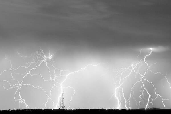 Lightning Poster featuring the photograph Communication Breakdown BW by James BO Insogna